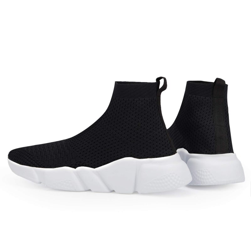 Casbeam Women's Running Knit Comfortable Lightweight Breathable Casual Sports Shoes Fashion Sneakers Slip-On Walking Shoes Black&White Size 7 - Image 5